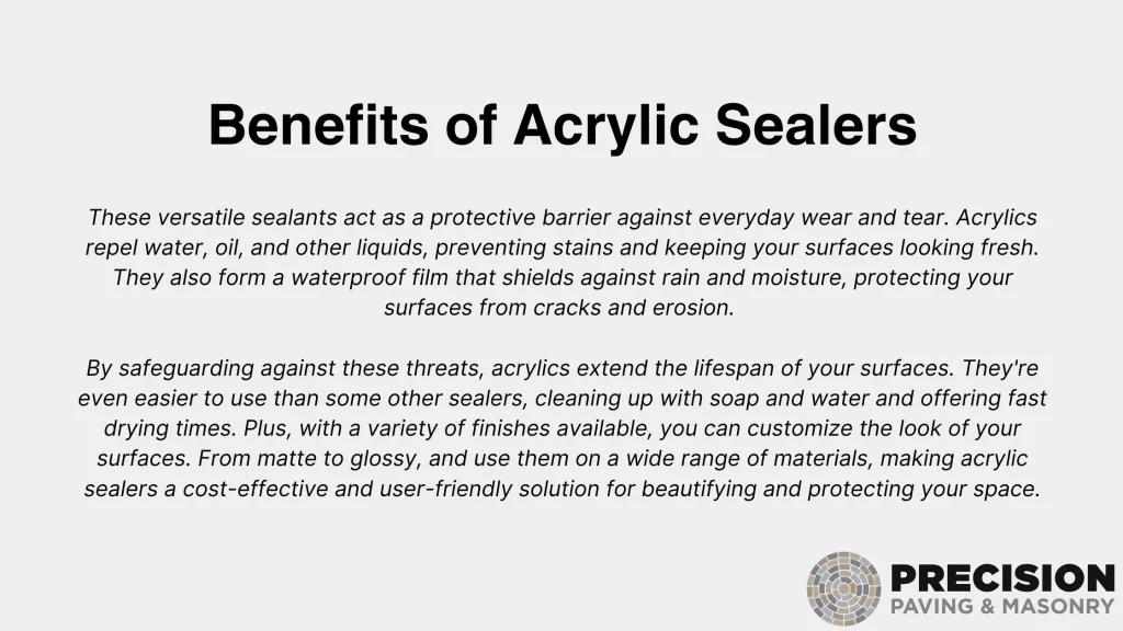 This image contais the uses of Acrylic Sealers